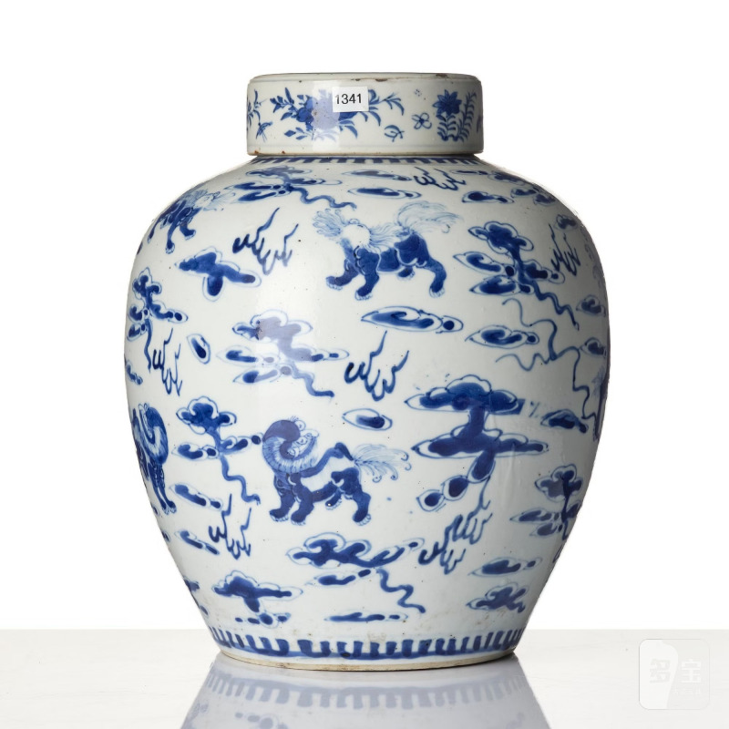 A blue and white jar with cover, - 图4